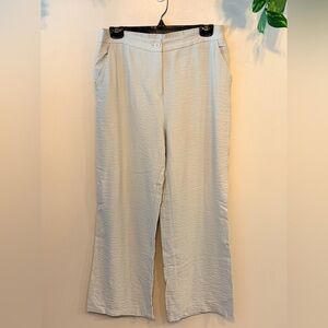 HAPPILY GREY Wide-Leg Crinkle Trousers - Light Mint Green